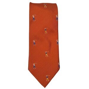 Tango Golf Player Pattern Orange Hand Made Silk Necktie Novelty B14Q‎